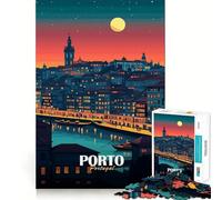 Puzzle de 1000 pièces pour Adolescents Porto,Portugal,la Nuit Design Finement découpé Jeu de réflexion Cadeau Temps Lent et Amusant Idéal pour Un Anniversaire (50x75cm)