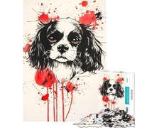 Puzzle de 1000 pièces pour Adolescents Portrait à l'encre d'un Cavalier King Charles Spaniel défi éducatif Cadeau pour Femmes Jeu éducatif à partir de 14 Ans (50x75cm)