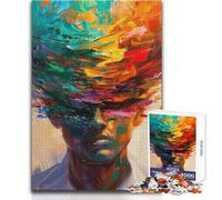 Puzzle de 1000 pièces pour Adolescents - Portrait Abstrait aux Coups de Pinceau colorés - Casse-tête, Jeu Familial, décoration Murale idéale - Dimensions : 38x26cm