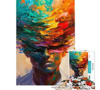 Puzzle de 1000 pièces pour Adolescents Portrait Abstrait aux Coups de Pinceau colorés Puzzle pour Adultes Jeu Pratique d'analyse et de logique Cadeau d'anniversaire Original (Taille 50x75cm)