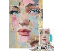 Puzzle de 1000 pièces pour Adolescents Portrait Abstrait avec Accents dorés Puzzle pour Adultes Jeu Manuel décoration intérieure Interaction Parent-Enfant (Taille 50x75cm)