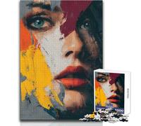 Puzzle de 1000 pièces pour Adolescents - Portrait Abstrait de Femme aux Coups de Pinceau Audacieux - Jeu Stimulant - Décoration Murale - Cadeau d'anniversaire - Dimensions : 38x26cm