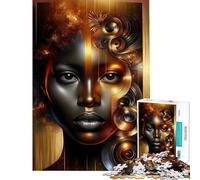Puzzle de 1000 pièces pour Adolescents Portrait Abstrait doré Jeu Manuel Difficile Cadeau Anti-Stress (Taille 38x26cm)