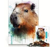 Puzzle de 1000 pièces pour Adolescents Portrait Aquarelle de Capybara Découpe précise Jeu de Concentration Artistique Amusant Temps de Jeu Relaxant Cadeau d'anniversaire Amusant (50x75cm)