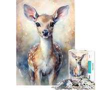 Puzzle de 1000 pièces pour Adolescents Portrait Aquarelle d'un Faon Jeu éducatif et Impossible Cadeau Amusant pour Toute la Famille Idéal pour Les Anniversaires (Dimensions 75x50cm)