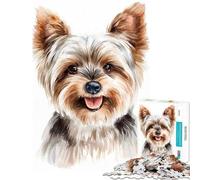 Puzzle de 1000 pièces pour Adolescents Portrait Aquarelle d'un Yorkshire Terrier Activités Amusantes à la Maison en Famille Jeu Manuel Convient aux 14 Ans et Plus (38x52cm)