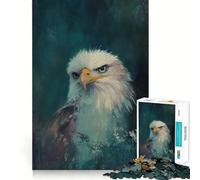 Puzzle de 1000 pièces pour Adolescents,Portrait d'aigle à tête Blanche,découpe soignée,Jeu cognitif,Jouet pour Passer Le Temps,Cadeau apaisant de Noël (38x26cm)