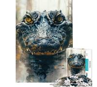 Puzzle de 1000 pièces pour Adolescents Portrait d'alligator défi à relever décoration Murale Jeu éducatif pour Les 14 Ans et Plus (50x75cm)