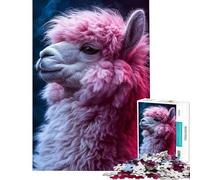 Puzzle de 1000 pièces pour Adolescents Portrait d'alpaga Rose Duveteux activités Amusantes à la Maison Jeu d'assemblage de Motifs impossibles pour Les 14 Ans et Plus (50x75cm)