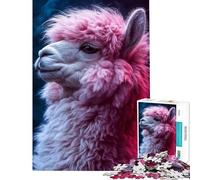 Puzzle de 1000 pièces pour Adolescents Portrait d'alpaga Rose Duveteux activités Amusantes à la Maison Jouet éducatif pour Les 14 Ans et Plus (38x26cm)