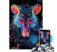 Puzzle de 1000 pièces pour Adolescents Portrait d'animal Mandrill néon psychédélique Jeu Manuel pour Adultes découpe de précision activités Amusantes à Faire à la Maison (Taille 50x75cm)