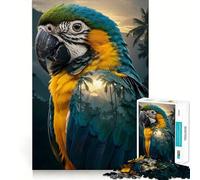 Puzzle de 1000 pièces pour Adolescents Portrait d'ara Bleu et Or Assemblage Lisse et Amusant,Jeu de réflexion,Cadeau,Divertissement Relaxant,Loisirs créatifs de Noël (38x26cm)