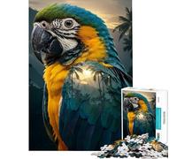 Puzzle de 1000 pièces pour Adolescents Portrait d'ara Bleu et Or défi intellectuel Jouet addictif Jeu Familial Anti-Stress Cadeau Amusant (Taille 38x26cm)
