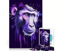 Puzzle de 1000 pièces pour Adolescents Portrait de babouin Violet Articulations Lisses Jeu Amusant et Stimulant pour l'esprit Décoration de Noël (38x52cm)
