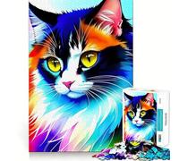 Puzzle de 1000 pièces pour Adolescents Portrait de Chat Découpe Parfaite Jeu de logique Amusant et paisible Idéal pour Un Anniversaire (38x26cm)