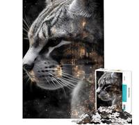 Puzzle de 1000 pièces pour Adolescents Portrait de Chat numérique Jeu de Puzzle Animalier pour Adolescents Jeux familiaux Améliore la mémoire Cadeau Stimulant (Dimensions 38x26cm)