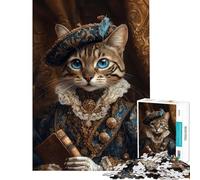 Puzzle de 1000 pièces pour Adolescents Portrait de Chat Royal de Style Renaissance Difficile à compléter Jouet de décoration pour la Maison à partir de 14 Ans (50x75cm)