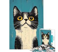 Puzzle de 1000 pièces pour Adolescents Portrait de Chat Vintage Curieux Activités Amusantes à la Maison Décoration Parfaite Jeux relaxants pour Les 14 Ans et Plus (38x26cm)