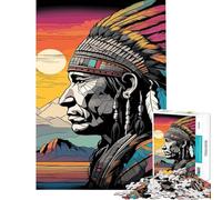 Puzzle de 1000 pièces pour Adolescents Portrait de Chef amérindien idéal pour Un Anniversaire ou Noël Décoration Parfaite Jeu Impossible à partir de 14 Ans (50x75cm)