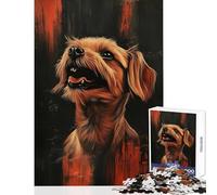 Puzzle de 1000 pièces pour Adolescents Portrait de Chien aux Contours Rouges Jeu Anti-Stress Cadeau d'anniversaire Casse-tête Jeu d'interaction Parent-Enfant Dimensions 50x75cm