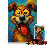 Puzzle de 1000 pièces pour Adolescents Portrait de Chien de Dessin animé aux Grands Yeux Découpe précise Jeu de Concentration Artistique Amusant Cadeau d'anniversaire Amusant (50x75cm)