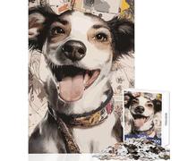 Puzzle de 1000 pièces pour Adolescents Portrait de Chien Heureux Jeu de réflexion Passe-Temps à la Maison Jouet éducatif Renforce l'amour Entre Couples (52x38cm)