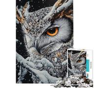 Puzzle de 1000 pièces pour Adolescents Portrait de Chouette Harfang des neiges Jeu Manuel et intellectuel pour Les Amateurs de Jeux stimulants (Dimensions 38x26cm)