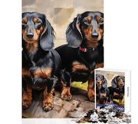 Puzzle de 1000 pièces pour Adolescents Portrait de Deux teckels Jeu Anti-Stress pour Femmes et Hommes Jeu Impossible Activité relaxante et divertissante Dimensions 50x75cm