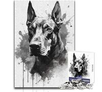 Puzzle de 1000 pièces pour Adolescents - Portrait de Doberman Pinscher - Un Jeu Unique et Amusant, Une œuvre d'art Originale à Offrir - Dimensions : 50x75cm