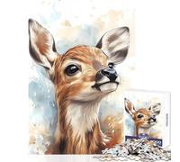 Puzzle de 1000 pièces pour Adolescents Portrait de Faon à l'aquarelle Jeu Antistress Idée Cadeau Jeu Pratique Convient pour la décoration de Bureau Dimensions 50x75cm