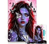 Puzzle de 1000 pièces pour Adolescents Portrait de Femme Papillon avec Peau Galaxie Jeu d'assemblage précis Défi Mental Jouet Moment de détente et de Divertissement Scène de Noël Art (50x75cm)