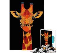 Puzzle de 1000 pièces pour Adolescents Portrait de Girafe Jeu Familial Stimule l'intelligence Jouet addictif Cadeau de Père Noël Secret Améliore la mémoire (Dimensions 38x52cm)