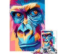 Puzzle de 1000 pièces pour Adolescents Portrait de Gorille coloré Jeu de réflexion Stimulant pour Un Apprentissage éducatif Idée Cadeau (Dimensions 75x50cm)