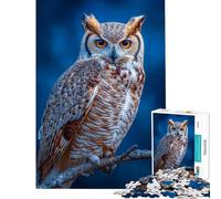 Puzzle de 1000 pièces pour Adolescents Portrait de Grand-duc d'Amérique sur Une Branche Décoration Murale idéale comme Cadeau (38x52cm)