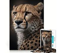 Puzzle de 1000 pièces pour Adolescents Portrait de guépard Design Finement découpé Jeu de Concentration pour se détendre et Passer Un Moment agréable Cadeau de Noël ou de Loisirs 38x26cm