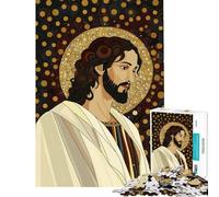 Puzzle de 1000 pièces pour Adolescents Portrait de Jésus-Christ avec auréole Puzzle pour Adultes Jeu de détente Découpe de précision Jeu Stimulant Cadeau (Dimensions 75x50cm)