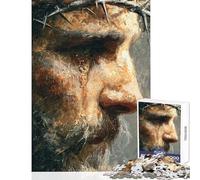 Puzzle de 1000 pièces pour Adolescents Portrait de Jésus-Christ avec Couronne d'épines Jeu Manuel idéal pour Les Couples Décoration intérieure Cadeau Unique pour Un Anniversaire ou Noël (38x52cm)