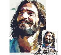 Puzzle de 1000 pièces pour Adolescents Portrait de Jésus Souriant Jeu de Relaxation The Chosen Jouet éducatif pour améliorer la mémoire Liste de souhaits du Père Noël (38x26cm)