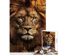 Puzzle de 1000 pièces pour Adolescents Portrait de Lion avec Texture de Terre craquelée Jeu éducatif pour améliorer la mémoire Décoration Murale Cadeau d'anniversaire Unique (38x52cm)