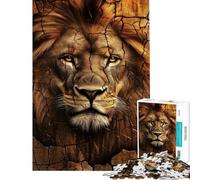 Puzzle de 1000 pièces pour Adolescents Portrait de Lion avec Texture de Terre craquelée Puzzles pour Adultes Jeux relaxants Amusants et Humoristiques pour Un Anniversaire ou Noël (Taille 50x75cm)