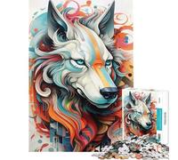Puzzle de 1000 pièces pour Adolescents Portrait de Loup Abstrait et coloré Un défi éducatif mais Aussi Un Jeu Amusant et Relaxant pour Les 14 Ans et Plus Jeu de Puzzle proposé (38x52cm)