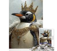 Puzzle de 1000 pièces pour Adolescents Portrait de Pingouin Royal Jeu éducatif activités familiales Jouet éducatif avec Poster et fiche de Questions-réponses Assortis (38x26cm)