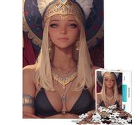 Puzzle de 1000 pièces pour Adolescents Portrait de Reine égyptienne Style Anime pour Un Jeu éducatif et Stimulant Un Jeu de détente pour Toute la Famille Un Cadeau d'anniversaire (Taille 50x75cm)