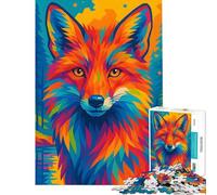 Puzzle de 1000 pièces pour Adolescents Portrait de Renard coloré dans la forêt Jeu addictif pour cultiver la Patience et se détendre Course de Vitesse Manuelle (Dimensions 38x52cm)