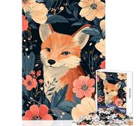 Puzzle de 1000 pièces pour Adolescents Portrait de Renard entouré de Fleurs Décoration intérieure Jouet Cadeau Amusant Jeu Pratique pour Partager Un Moment Complice Parent-Enfant Dimensions 38x52cm