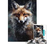 Puzzle de 1000 pièces pour Adolescents Portrait de Renard Peint à l'huile stimule Le Cerveau défi Difficile Jeu Familial adapté aux 14 Ans et Plus (38x52cm)