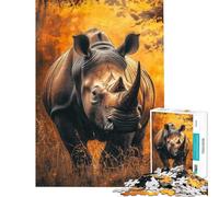 Puzzle de 1000 pièces pour Adolescents Portrait de rhinocéros Blanc Jeu Manuel pour Adultes découpe de précision activités Amusantes à Faire à la Maison (Taille 38x26cm)