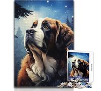 Puzzle de 1000 pièces pour Adolescents - Portrait de Saint-Bernard - Design élégant - Cadeau d'anniversaire - Œuvre d'art - Dimensions:38x26cm