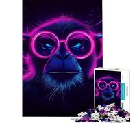 Puzzle de 1000 pièces pour Adolescents Portrait de Singe néon défi intellectuel Jouet addictif Jeu Relaxant pour Toute la Famille Cadeau Artistique (Taille 38x26cm)