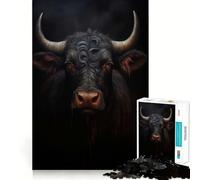 Puzzle de 1000 pièces pour Adolescents Portrait de Taureau et de Vache Jeu d'assemblage précis Défi Mental Jouet Moment de détente et de Divertissement Scène de Noël (50x75cm)